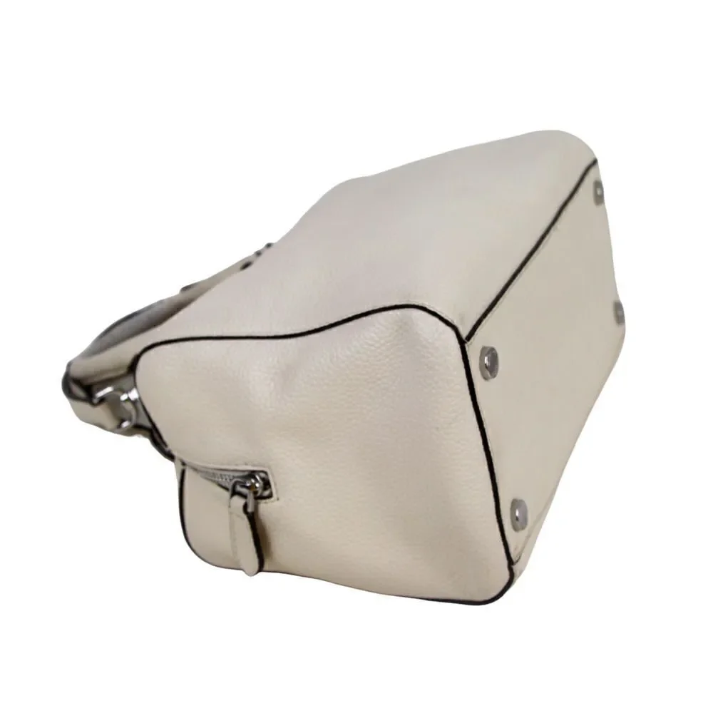 Michael Kors IVORY REAL LEATHER MEDIUM X-BODY SHOULDER BAG SATCHEL HANDBAG PURSE